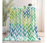 Générique Couverture Polaire Douce et Légère 130x150 cm Imprimé Chevron Lignes Chaude Moelleuse Flanelle Couverture Sherpa de Lit Couvre-lit Jeté de Canapé, Convient Adulte et Enfant - Vert Blanc