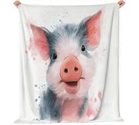 Générique Couverture Polaire Douce et Légère 150x200 cm Imprimé Mignon Bébé Cochon Chaude Moelleuse Flanelle Couverture Sherpa de Lit Couvre-lit Jeté de Canapé, Convient Adulte et Enfant - Blanc