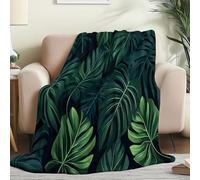 Générique Couverture Polaire Douce et Légère 180x200 cm Imprimé Tropical Feuilles De Palmier Feuilles De Monstera Chaude Moelleuse Flanelle Couverture Sherpa de Lit Couvre-lit Jeté de Canapé, Vert