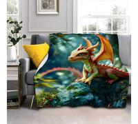 Générique Couverture Polaire Dragon Jaune Vert, 3D Couverture Plaid Impressions 3D Microfibre, Chaud et Doux Couverture Canapé/Couvre Lit/Couvertures pour Voyager （140x200cm） AL1281