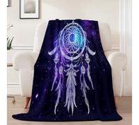 Générique Couverture Polaire en Flanelle 130x150 cm, Galaxie Poissons Attrape-Rêves Imprimée Douce Et Fluffy Noir Couverture - pour Adolescent Et Adultes Adaptée Au Lit Et Au Canapé