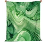 Générique Couverture Polaire en Flanelle 130x150 cm - Imprimé Abstrait Vagues Marbre Hiver Chaude Douce Moelleuse Jeté de Canapé, Vert Microfibre Couverture de Lit Convient Adulte et Enfant