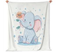Générique Couverture Polaire en Flanelle 150x200 cm - Imprimé Mignon Bébé Éléphant Hiver Chaude Douce Moelleuse Jeté de Canapé, Blanc Microfibre Couverture de Lit Convient Adulte et Enfant