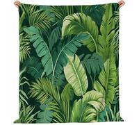 Générique Couverture Polaire en Flanelle 200x200 cm - Imprimé Feuilles De Jungle Palmiers Hiver Chaude Douce Moelleuse Jeté de Canapé, Vert Microfibre Couverture de Lit Convient Adulte et Enfant