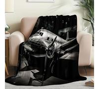 Générique Couverture Polaire en Flanelle 200x200 cm - Imprimé Rétro Modèle d'avion Hiver Chaude Douce Moelleuse Jeté de Canapé, Noir Microfibre Couverture de Lit Convient Adulte et Enfant
