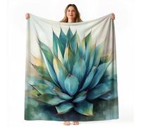 Générique Couverture Polaire en Flanelle 220x240 cm - Imprimé Plante Cactus Agave Hiver Chaude Douce Moelleuse Jeté de Canapé, Vert Microfibre Couverture de Lit Convient Adulte et Enfant