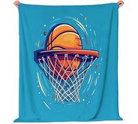 Générique Couverture Polaire en Flanelle 70x100 cm - Imprimé Animation Basket-Ball Hiver Chaude Douce Moelleuse Jeté de Canapé, Bleu Microfibre Couverture de Lit Convient Adulte et Enfant