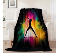 Générique Couverture Polaire en Flanelle 70x100 cm - Imprimé Coloré Gymnaste Hiver Chaude Douce Moelleuse Jeté de Canapé, Noir Microfibre Couverture de Lit Convient Adulte et Enfant