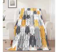 Générique Couverture Polaire en Flanelle 70x100 cm - Imprimé Kawaii Chat Lignes Hiver Chaude Douce Moelleuse Jeté de Canapé, Gris Microfibre Couverture de Lit Convient Adulte et Enfant