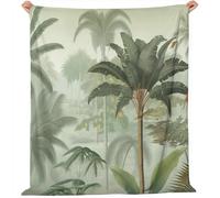 Générique Couverture Polaire en Flanelle 70x100 cm - Imprimé Rétro Jungle Palmiers Hiver Chaude Douce Moelleuse Jeté de Canapé, Vert Sauge Microfibre Couverture de Lit Convient Adulte et Enfant