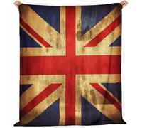Générique Couverture Polaire en Flanelle 70x100 cm, Rétro Drapeau Britannique Imprimée Douce Et Fluffy Marron Bleu Couverture - pour Adolescent Et Adultes Adaptée Au Lit Et Au Canapé