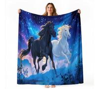 Générique Couverture Polaire en Flanelle 70x100 cm, Rêve Dessin Animé Cheval Imprimée Douce Et Fluffy Bleu Couverture - pour Adolescent Et Adultes Adaptée Au Lit Et Au Canapé