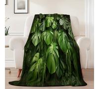Générique Couverture Polaire en Flanelle 80x150 cm - Imprimé Jungle Feuille De Monstera Hiver Chaude Douce Moelleuse Jeté de Canapé, Vert Forêt Microfibre Couverture de Lit Convient Adulte et Enfant