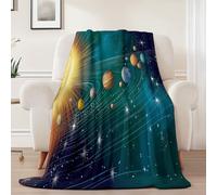 Générique Couverture Polaire Épaisse 100 x 130 cm,Espace Espace Extra-Atmosphérique Planètes Couvertures Douceur Extrême et Chaleur Instantanée - Parfaite pour Nuits d’Hiver Vert