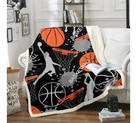 Générique Couverture Polaire Flanelle Basket-Ball Plaid 3D Impression Dunk Couverture Douce Et Chaude, pour Canapé Lit Sofa Chambre Jeté, Plaid Anti-Pilling Hypoallergénique - 40x50inch