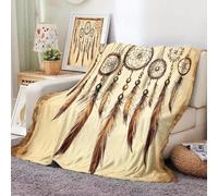 Générique Couverture Polaire Flanelle Capteur De RêVes Plaid 3D Impression Plumes Couverture Douce Et Chaude, pour Canapé Lit Sofa Chambre Jeté, Plaid Anti-Pilling Hypoallergénique - 40x50inch