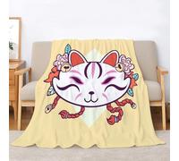 Générique Couverture Polaire Flanelle Masque De Renard Plaid 3D Impression Cartoon Couverture Douce Et Chaude, pour Canapé Lit Sofa Chambre Jeté, Plaid Anti-Pilling Hypoallergénique - 50x60inch·A2355