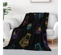 Générique Couverture Polaire Flanelle Mignon Animal Hippopotame Néon, Plaid Douillet Couverture Noir de Canapé - Couvre-Lit en Peluche Couvertures Moelleuse pour Adultes et Enfants 150 x 200 cm