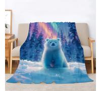 Générique Couverture Polaire Flanelle Ours Polaires Plaid 3D Impression Aurora Couverture Douce Et Chaude, pour Canapé Lit Sofa Chambre Jeté, Plaid Anti-Pilling Hypoallergénique - 40x50inch·A1166