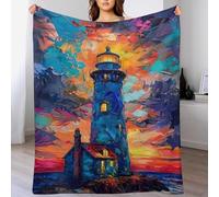 Générique Couverture Polaire Flanelle Phare Plaid 3D Impression Peinture à l'huile Couverture Douce Et Chaude, pour Canapé Lit Sofa Chambre Jeté, Plaid Anti-Pilling Hypoallergénique - 40x50inch