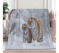 Générique Couverture Polaire Flanelle Photographie Animalière Tigre dans La Neige 180 x 220 cm Moelleuse Couverture Polaire Blanc Chaude et Douce en Peluche Plaid, pour Le Salon Chambre Coucher