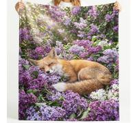 Générique Couverture Polaire Fox Floral Renard Lilas Fleur Lueur Nature Moelleuse Douce et Chaude Couverture de Voyage, pour Chambre à Coucher Salon Bureau 150cm x 200cm