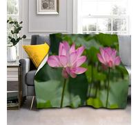 Générique Couverture Polaire Lotus Rose, 3D Couverture Plaid Plante Microfibre, Chaud et Doux Couverture Canapé/Couvre Lit/Couvertures pour Voyager （140x200cm） AL2289