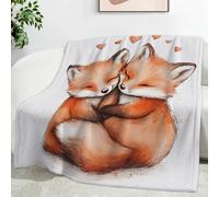 Générique Couverture Polaire Renard Orange, Cœur Imprimé Couverture Polaire 150x200 Flanelle Microfibre Moelleuse Chaudes Légères Couvertures pour Voyager, Lit ou Canapé SF28