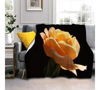 Générique Couverture Polaire Rose Jaune, 3D Couverture Plaid Fleur Microfibre, Chaud et Doux Couverture Canapé/Couvre Lit/Couvertures pour Voyager （150x200cm） AL2398