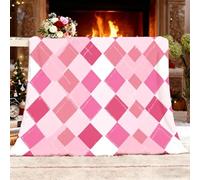 Générique Couverture Polaire Sherpa L 100x130cm éChiquier Simple Flanelle Face en Tissu Peluche Doux et Chaud Rose Couverture pour Canapé Voyage Épaisse et Thermique