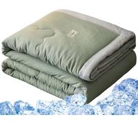 Générique Couverture Rafraîchissante pour L'été pour Les Nuits Chaudes Tissu Froid Toucher Qui Absorbe Chaleur Corporelle Légère Portable Elle Est pour Canapé Lit(Green,180x220cm)