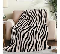 Générique Couverture Sherpa Confortable et Chaude Beige Noir - Abstrait Camouflage Imprimé Zèbre Imprimer Flanelle Couverture 70 x 100 cm, Douce Moelleuse Couvertures pour Canapé Lit ou Chaise Longue