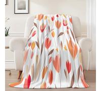 Générique Couverture Sherpa Flanelle 180 x 220 cm, Couleur Orange Couverture Polaire Chaud et Douce à Imprimé Simple Petites Fleurs Tulipes - Confort Duveteux pour Enfants Garçons Filles Adultes