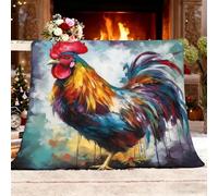 Générique Couverture Sherpa XL 130x150cm Coq Animal Pastoral Chaud en Flanelle Polaire Résistante aux Plis Anti-décoloration Coloré Plaid pour Canapé d'Intérieur Bureau Pause Déjeuner