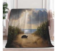 Générique Couverture Vert Clair Douillette en Flanelle pour Fille Enfant et Adulte, 220 x 240 cm, Chaleur Duveteux Imprimé Nature Côtier Animal Tortue Africaine Plaid Polaire pour Canapés Lit Voyage