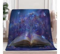 Générique Couverture Violet Polaire, Plaid Polaire Dessin Animé Fantaisie Arbre De Vie Papillon en Flanelle Douce et Plaide - Couverture Adulte Enfant pour Canape et Lit 180 x 200 cm