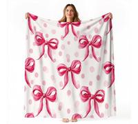 Générique Couvertures Arc Pois 200x200 cm, Peluche Douce et Moelleuse Couverture Blanc Rose Impression en Flanelle Chaude et Confortable pour Bébé Adolescents Adultes Gifts