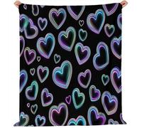 Générique Couvertures en Flanelle de 100 x 130 cm, Plaid Polaire Double Epaisseur Douillette et Chaud - Sombre Rétro en Forme De Cœur Décoratif Plaid Canape pour Lit 1 Personne ou Canapé Noir