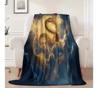 Générique Couvertures en Flanelle de 100 x 130 cm, Plaid Polaire Double Epaisseur Douillette et Chaud - Fantaisie Luxe Dragon Oriental Décoratif Plaid Canape pour Lit 1 Personne ou Canapé Bleu Marine