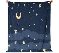 Générique Couvertures en Flanelle de 180 x 200 cm, Plaid Polaire Double Epaisseur Douillette et Chaud - Minimaliste Dessin Animé Galaxie Décoratif Plaid Canape pour Lit 1 Personne ou Canapé Bleu