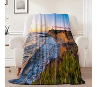 Générique Couvertures en Flanelle de 180 x 200 cm, Plaid Polaire Double Epaisseur Douillette et Chaud - La Mer Le Phare L'Architecture Décoratif Plaid Canape pour Lit 1 Personne ou Canapé Multicolore