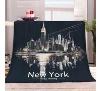 Générique Couvertures en Microfibre 220x240 cm Vue De Nuit De La Ville De New York Imprimées 3D Couverture Moelleuse Douce Sherpa, Couverture de Canapé Climatisée, Camping pour Adultes Enfants