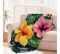 Générique couvertures et Plaids 150x200 cm Fleurs De La Forêt Tropicale Plaid pour Chien Couverture Douce en Polyester pour lit canapé Bureau Voyage Camping, légère Chaude pour la Maison MF29-523