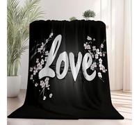 Générique Couvertures Lettre Love Fleurs De Cerisier 150x200 cm, Peluche Douce et Moelleuse Couverture Minimalist Impression en Flanelle Chaude et Confortable pour Bébé Adolescents Adultes Gifts