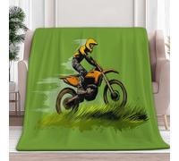 Générique Couvertures Plaids 150 x 200 cm Motard De Dessin Animé Plaid Polaire Couvertures, Vert Douce et Chaude Plaid Jeté de Canapé Flanelle Couverture Bébé Bureau Sieste Couverture