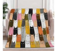 Générique Couvertures Plaids 180 x 220 cm Chat De Dessin Animé Plaid Polaire Couvertures, Multicolore Douce et Chaude Plaid Jeté de Canapé Flanelle Couverture Bébé Bureau Sieste Couverture