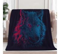Générique Couvertures Plaids 180 x 220 cm Style Anime Tête De Loup Lumineuse Plaid Polaire Couvertures, Sombre Douce et Chaude Plaid Jeté de Canapé Flanelle Couverture Bébé Bureau Sieste Couverture