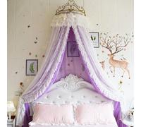 Générique Couvre-lit Double en Dentelle, Couvre-lit Couronne Moustiquaire, Tente De Lit Respirante Et Anti-poussière, Baldaquin Décoratif De Chambre (Purple2 2m Bed)