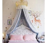 Générique Couvre-lit Double en Dentelle, Couvre-lit Couronne Moustiquaire, Tente De Lit Respirante Et Anti-poussière, Baldaquin Décoratif De Chambre (Grey 1.8m Bed)
