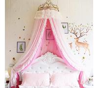 Générique Couvre-lit Double en Dentelle, Couvre-lit Couronne Moustiquaire, Tente De Lit Respirante Et Anti-poussière, Baldaquin Décoratif De Chambre (Pink2 2m Bed)